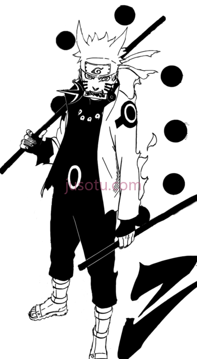 火影忍者漩涡鸣人,naruto black and white six paths sage mode manga PNG