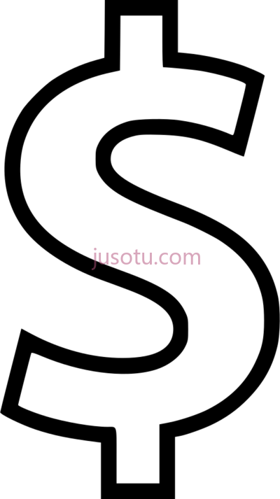 美元符号,white dollar sign black PNG