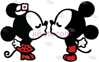 吻米老鼠,kissing couple source PNG