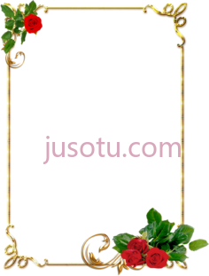红玫瑰边框卡通,molduras de rosas vermelhas PNG