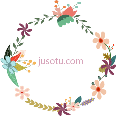 圆花边,round flower border PNG