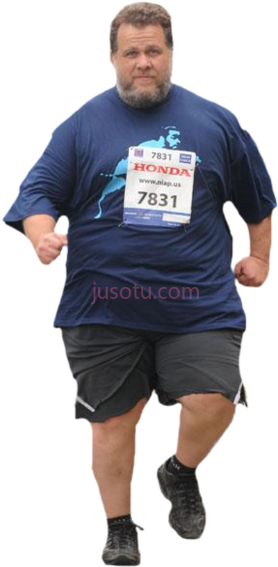 胖子跑步,fat man running person PNG