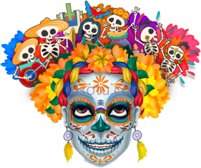 骷髅,calavera dia de muertos PNG