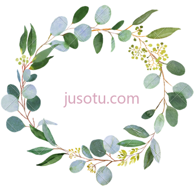 绿色花环,green wreath black and white PNG