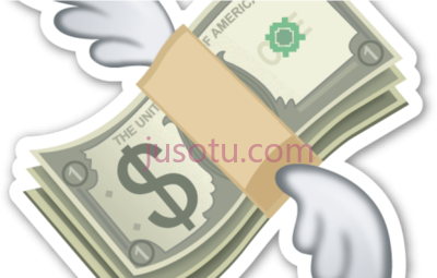 美元,dollar emoji flying money PNG