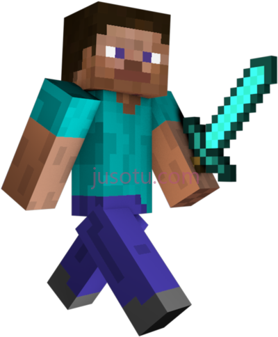 我的世界,diamond sword steve minecraft PNG