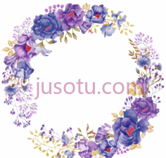 水彩花环紫色,画 PNG