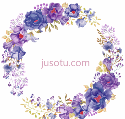 水彩花环紫色,watercolor flowers floralwreath purple PNG