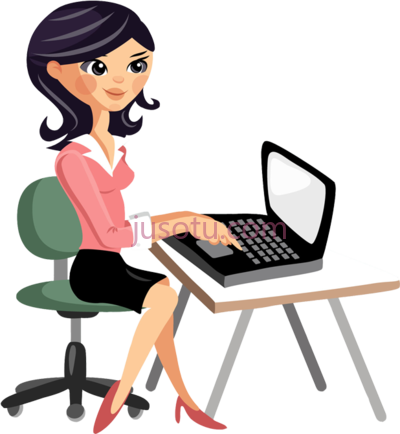 女人办公,turning to smartphones and tablets PNG