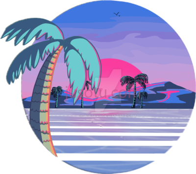 海滩棕榈树,vaporwave beach palm trees PNG