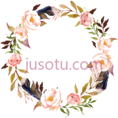 水彩花环PNG