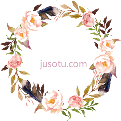 水彩花环,watercolor wreath flowers PNG