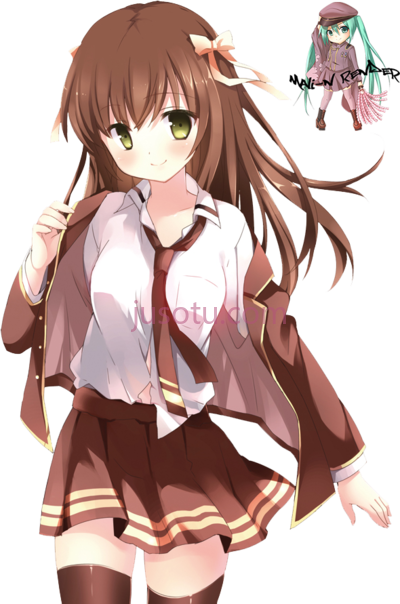 女孩棕色头发,anime girl brown hair library PNG