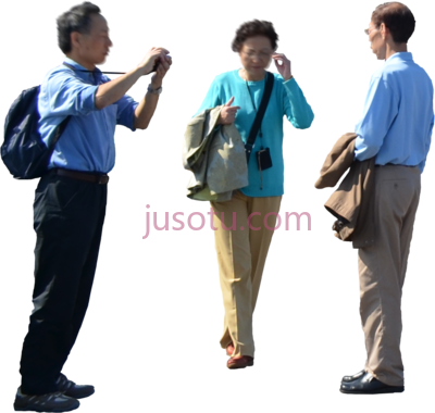 游客步行,3 asian tourist people walking PNG