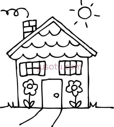 家庭房子,black and white house PNG