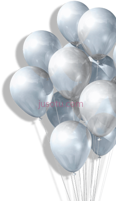 生日银气球,silver balloons birthday PNG