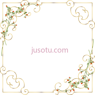 野花金框,gold frame delicate wild flowers yopriceville PNG