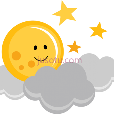 云月,cloud and moon cartoon PNG