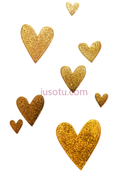 金色心闪闪发光,8 gold hearts glitter PNG