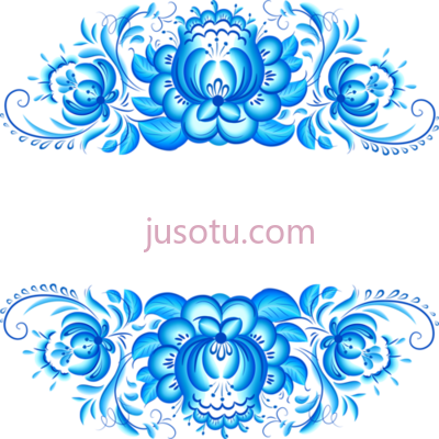 蓝色花卉,blue floral PNG