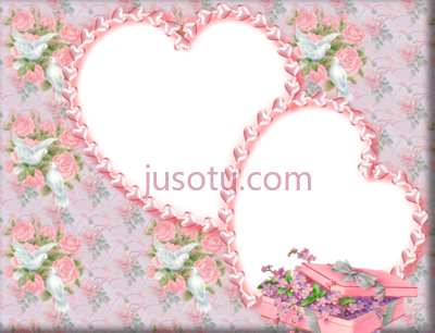 粉色结婚相框邀请函,pink wedding frame invitation PNG