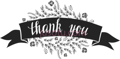 感谢鲜花彩带横幅,thank you stamp flowers and ribbon banner PNG