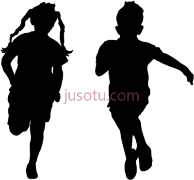 儿童跑步,children running silhouette PNG