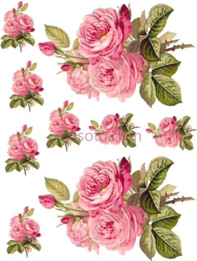 粉红色花,decoupage paper vintage shabby chic PNG