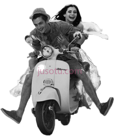 骑摩托,people cutout cut out render black and white PNG