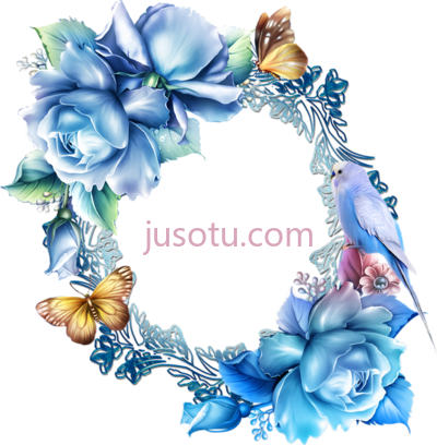 蓝色花,paper frames seal belles PNG