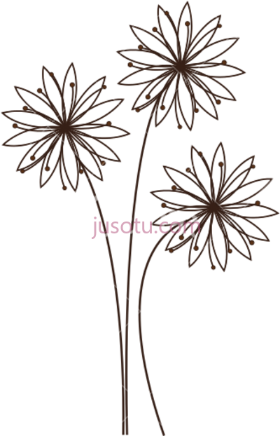 雏菊花线,daisy outline flower line PNG