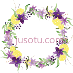 紫黄色花环PNG