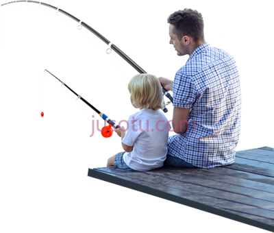爸爸儿子钓鱼,dad and son fishing person sitting PNG
