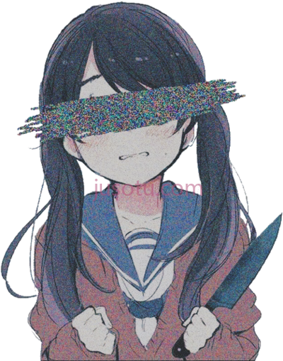 女孩,anime girl tumblr knife glitch noeyes PNG