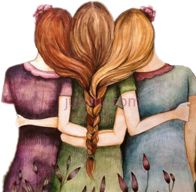 3个女孩,3 girl best friends cartoon PNG