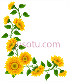 向日葵花边装饰,art flowers PNG