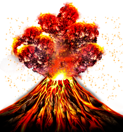 爆发火山,quick burst tiki volcano character en PNG