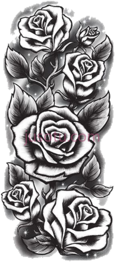 玫瑰袖纹身,rose sleeve tattoo PNG