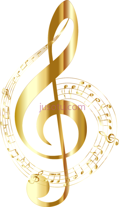 金色音符,treble clef gold music note PNG