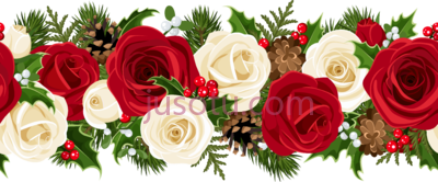 圣诞玫瑰花,christmas rose garland art PNG