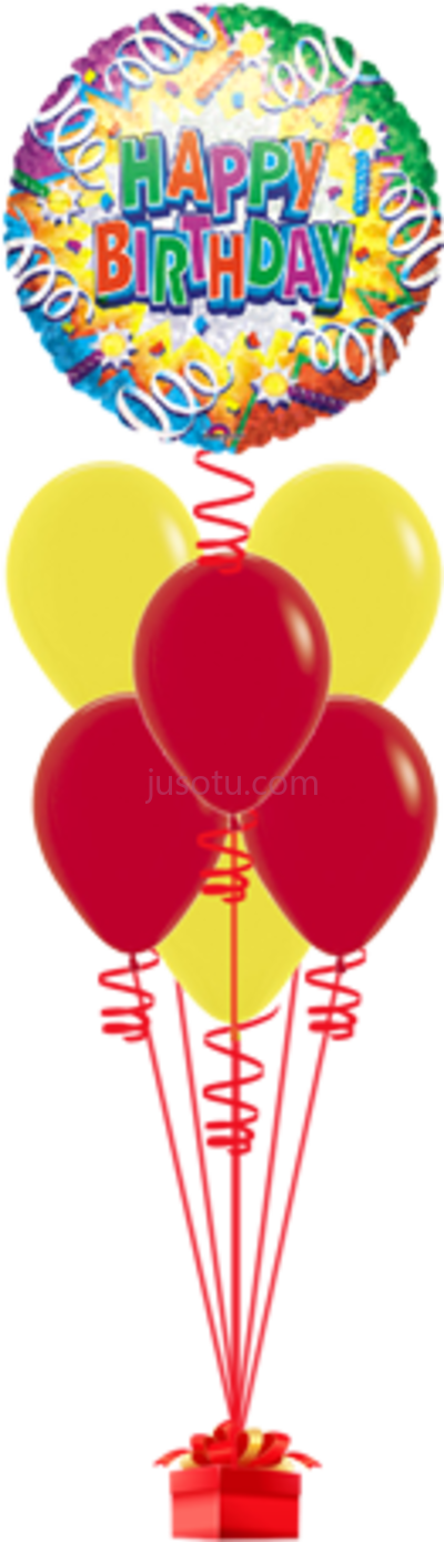 彩色生日快乐气球,color blast happy birthday explosion foil balloon PNG