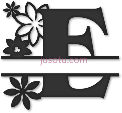 花裂字母E,flower split monogram letter e PNG