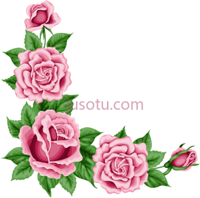 粉红花边,pink flowers border PNG