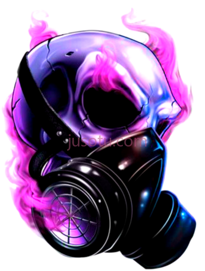 骷髅粉紫色烟雾防毒,skull pink purple neon smoke gasmask dark PNG