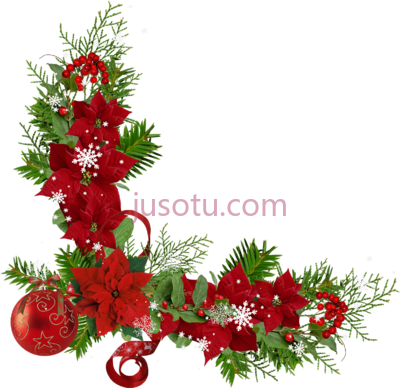 圣诞装饰花边玫瑰角,christmas ornament border rose corner PNG