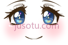 可爱脸微笑脸红蓝眼睛PNG