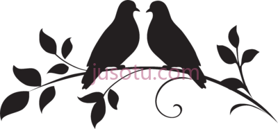 爱情鸟鸽子,dove silhouette love birds PNG