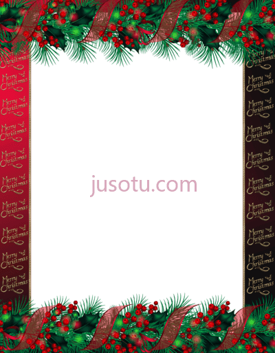 红色圣诞快乐,red merry christmas frame PNG