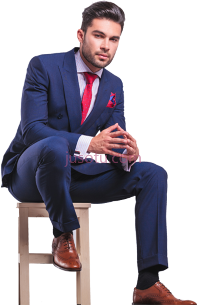 穿西装人坐椅子上,man in suit sit down on chair PNG