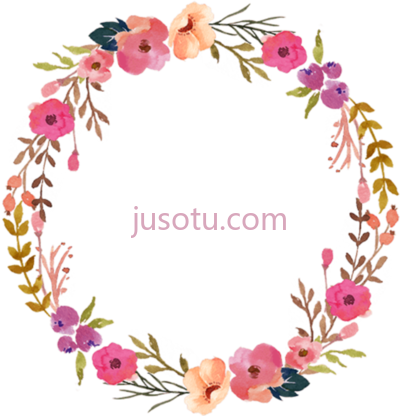 水彩花环,watercolor wreath floral colorful PNG
